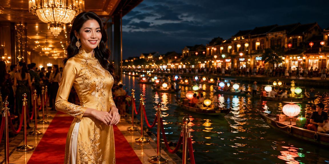 Người phụ nữ áo dài tại Hội An tham gia trò chơi tài xỉu truyền thống
