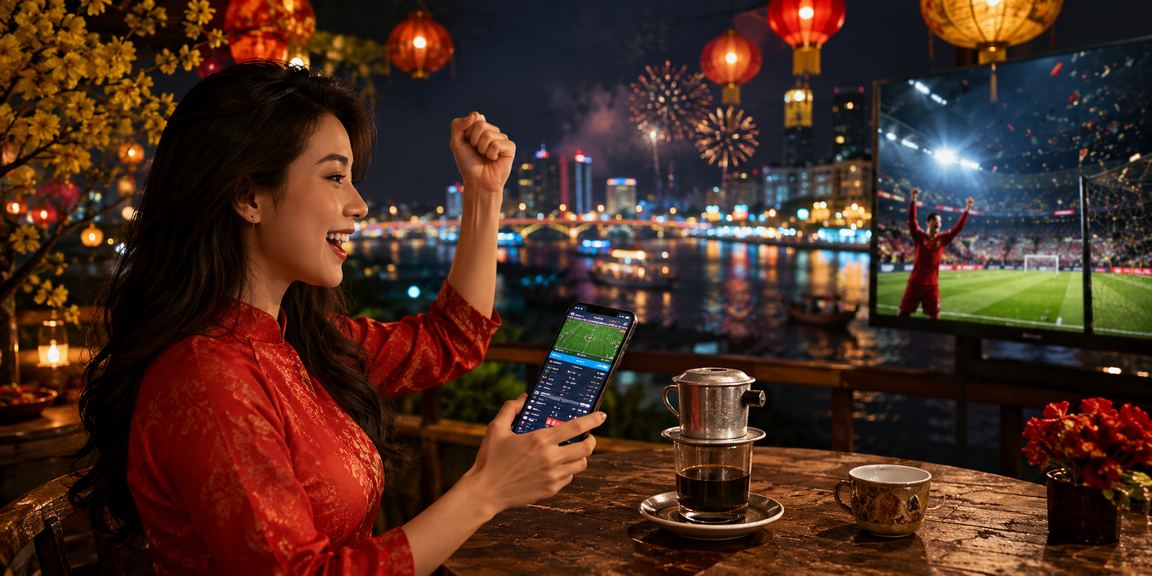 Người dùng vùng Mekong theo dõi cá cược thể thao bên tách cà phê sáng